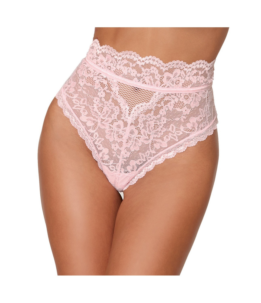 String dentelle taille haute rose - DG1477PNK